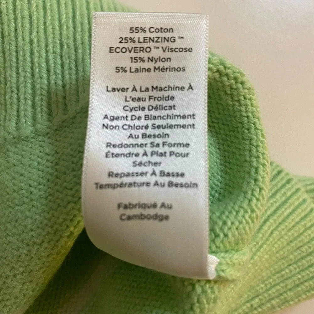 TALBOTS Womens Sweater XL Green Striped  Roll Neck Pocket Patty Lightweight NEW - Picture 11 of 12